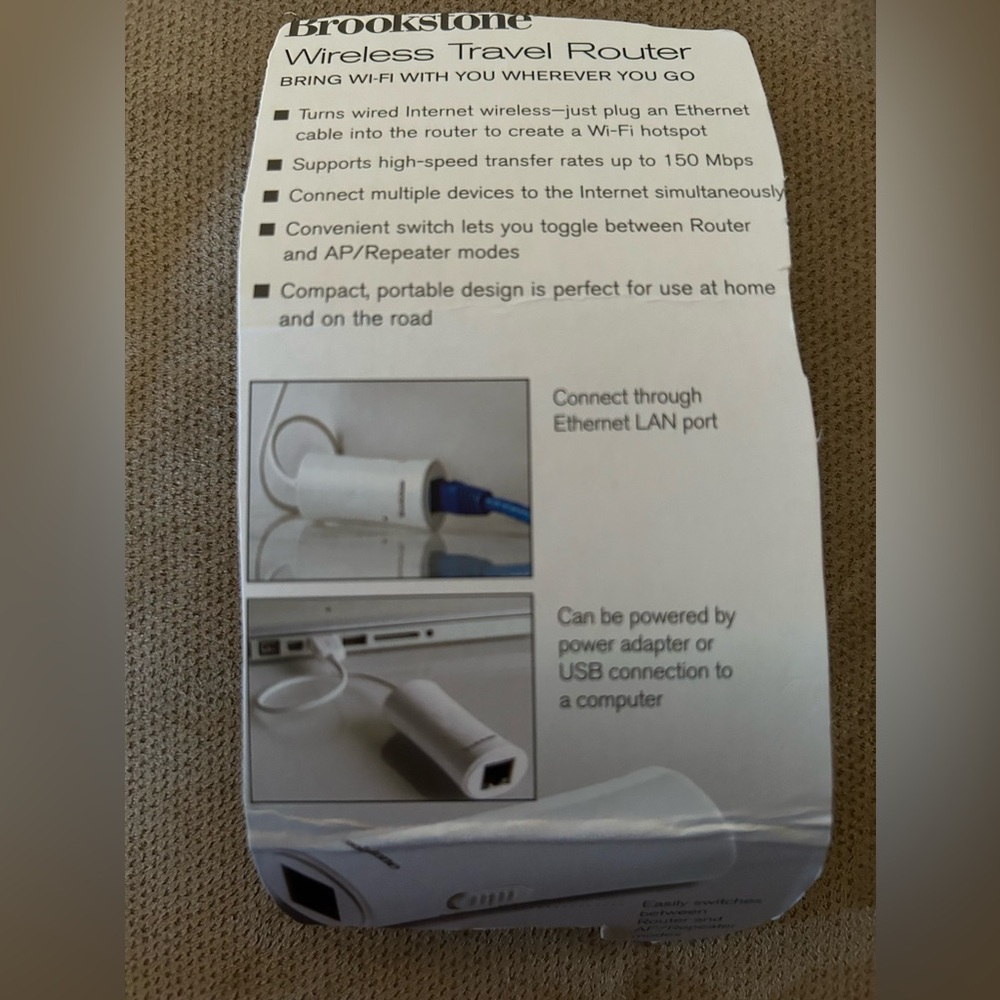 Brookstone Wireless Travel Router - NWOT - Picture 4 of 5